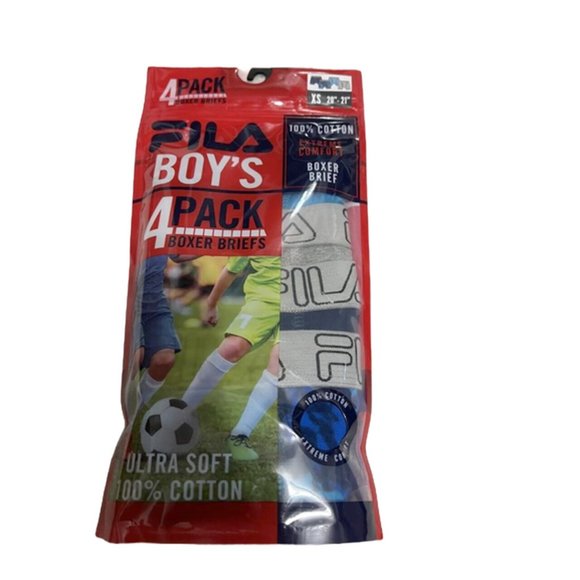 NEW 4 Pack Fila Boys Boxer Briefs!  Size 2T/3T  Shades of Blue and Gray - Picture 1 of 3